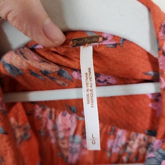 Free People Floral Button-down Cropped Blouse L - Picture 5 of 7